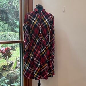 Brooks Brothers Plaid Long Sleeve Dress - Red, Yellow, White, Black